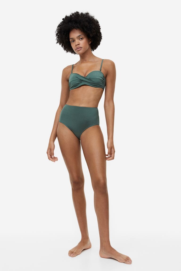 

Верх бикини балконет H&M, хаки зеленый