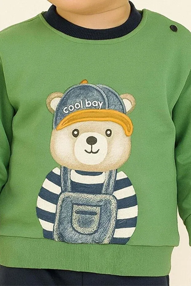 Детский комплект из свитшота и спортивных штанов с принтом Ww Waka Waka Kids Store, Green — фото 3