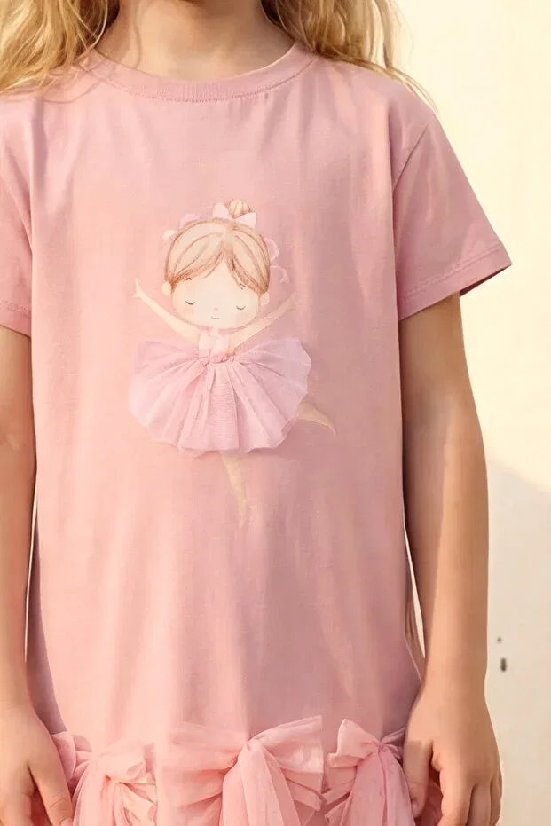 Детское платье для девочек с принтом Summer Dress Minipodyum, Comfy Pink — фото 3