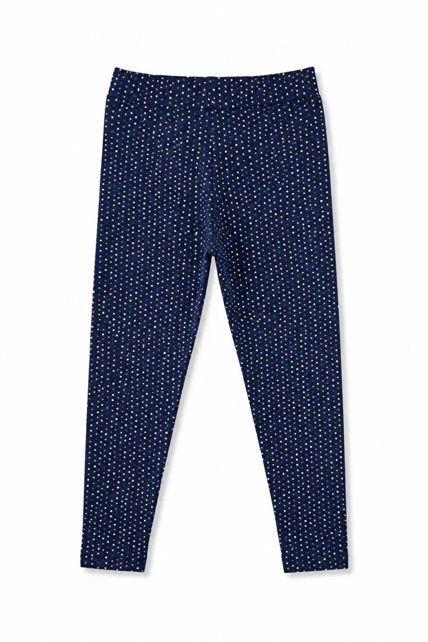 Детские леггинсы для девочек с принтом Dolce Destino, Black Small Polka Dots — фото 2