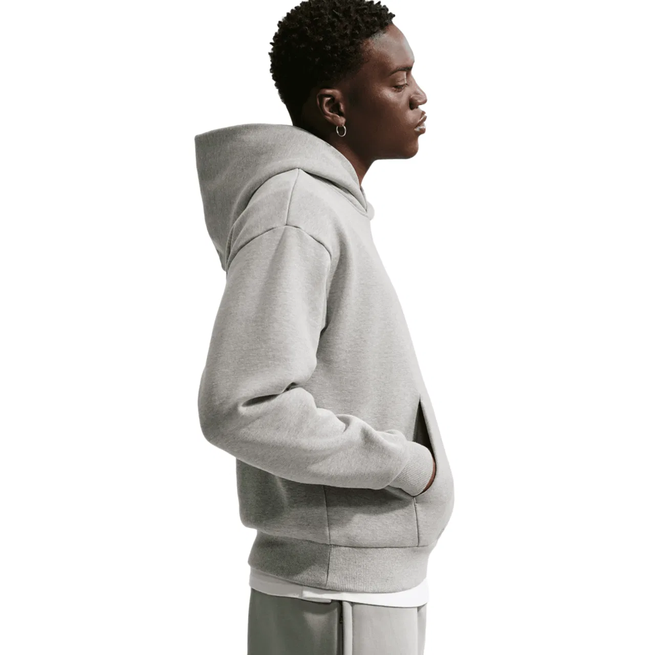 Мужское худи Solo Swoosh Nike, серый/белый — фото 3