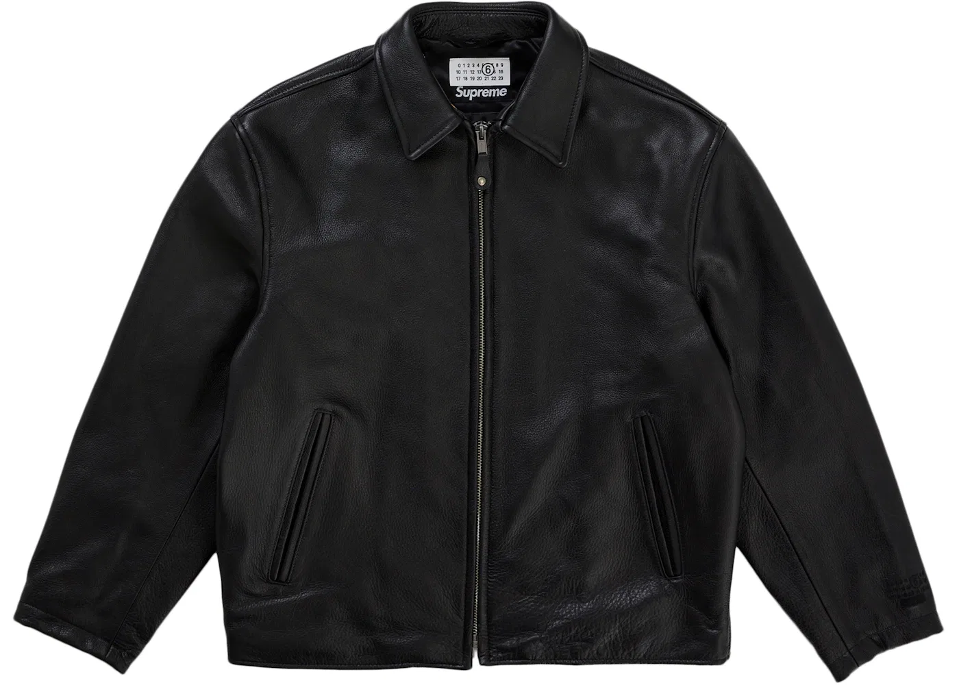 Мужская куртка из кожи с принтом Eagle Supreme MM6 Maison Margiela Schott, Black — фото 3