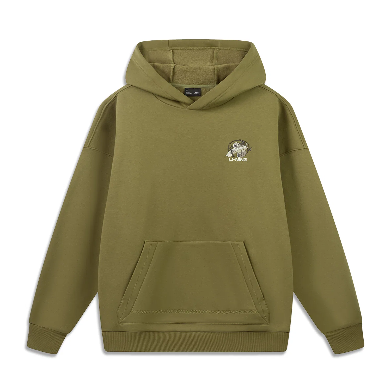 Детское худи оливковое с капюшоном Li-Ning, Olive Brown Green