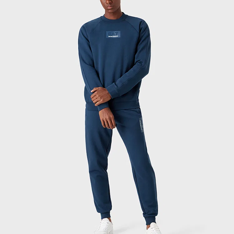 Трикотажные спортивные брюки, модель cuffed, EMPORIO ARMANI, Blue — фото 3