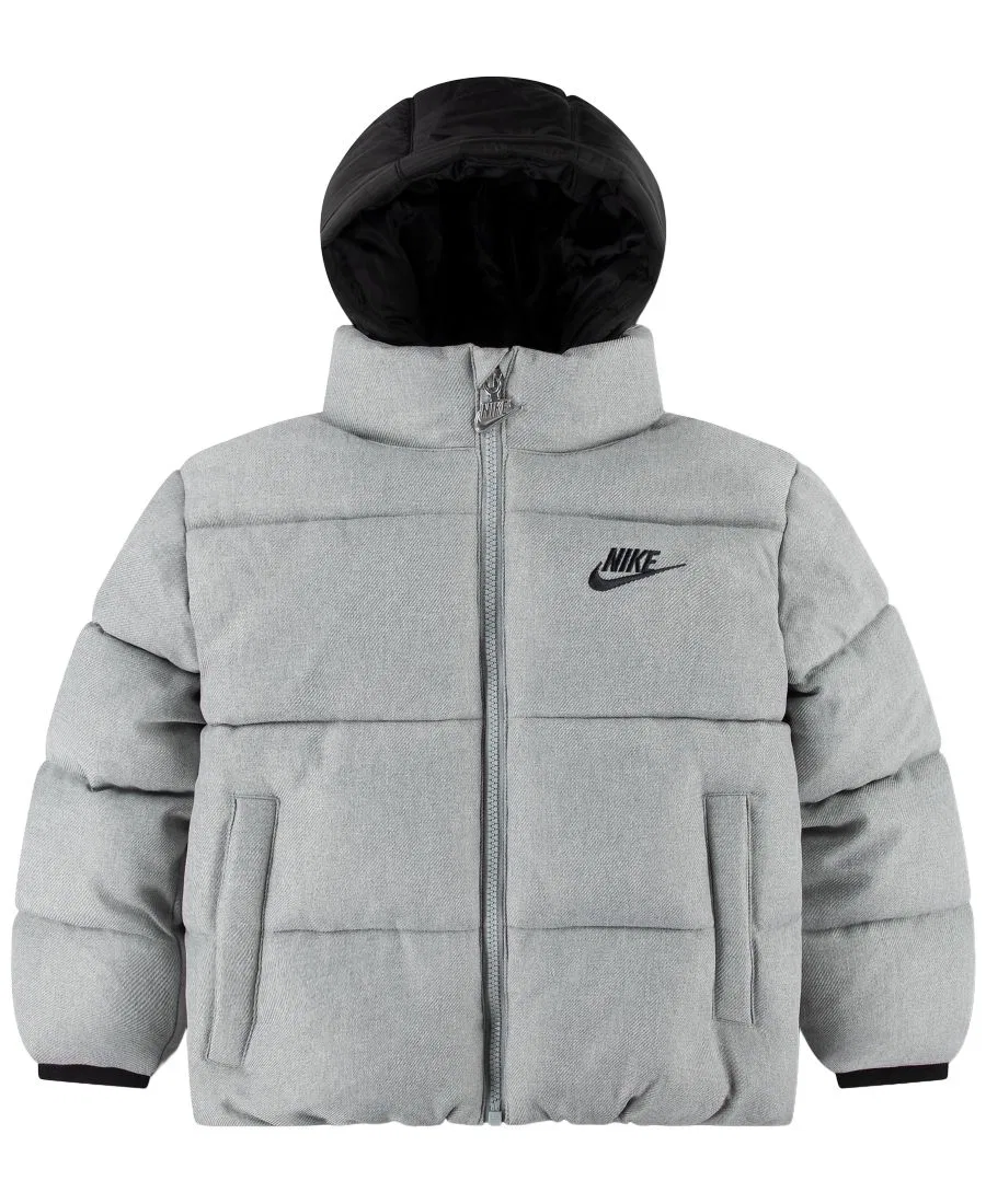 Пуховик стеганый с капюшоном, длинным рукавом Nike, Dark Gray Heather