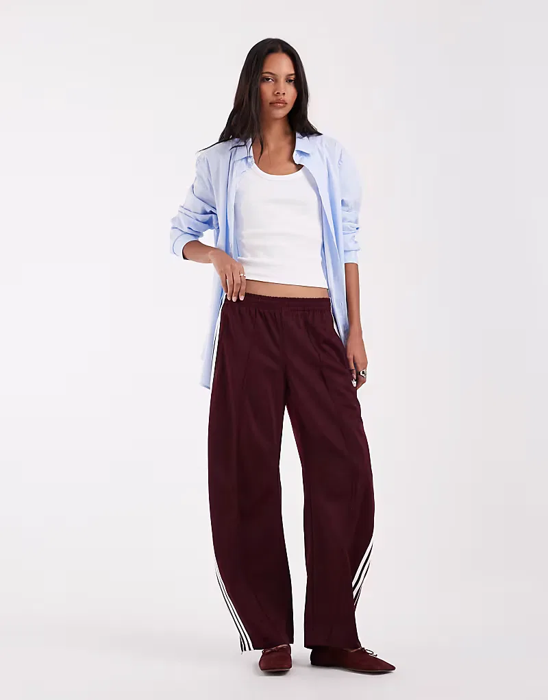 Спортивные брюки Adidas Originals Firebird с завышенной талией, бордовый