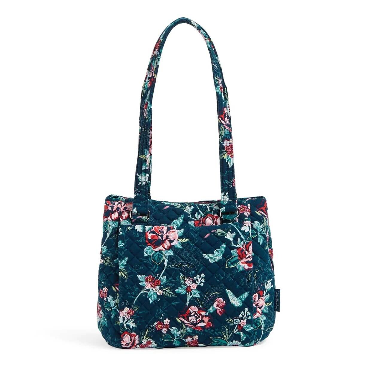 

Хлопковая сумка Vera Bradley Multi-Compartment Shoulder Satchel Purse, синий/голубой/розовый