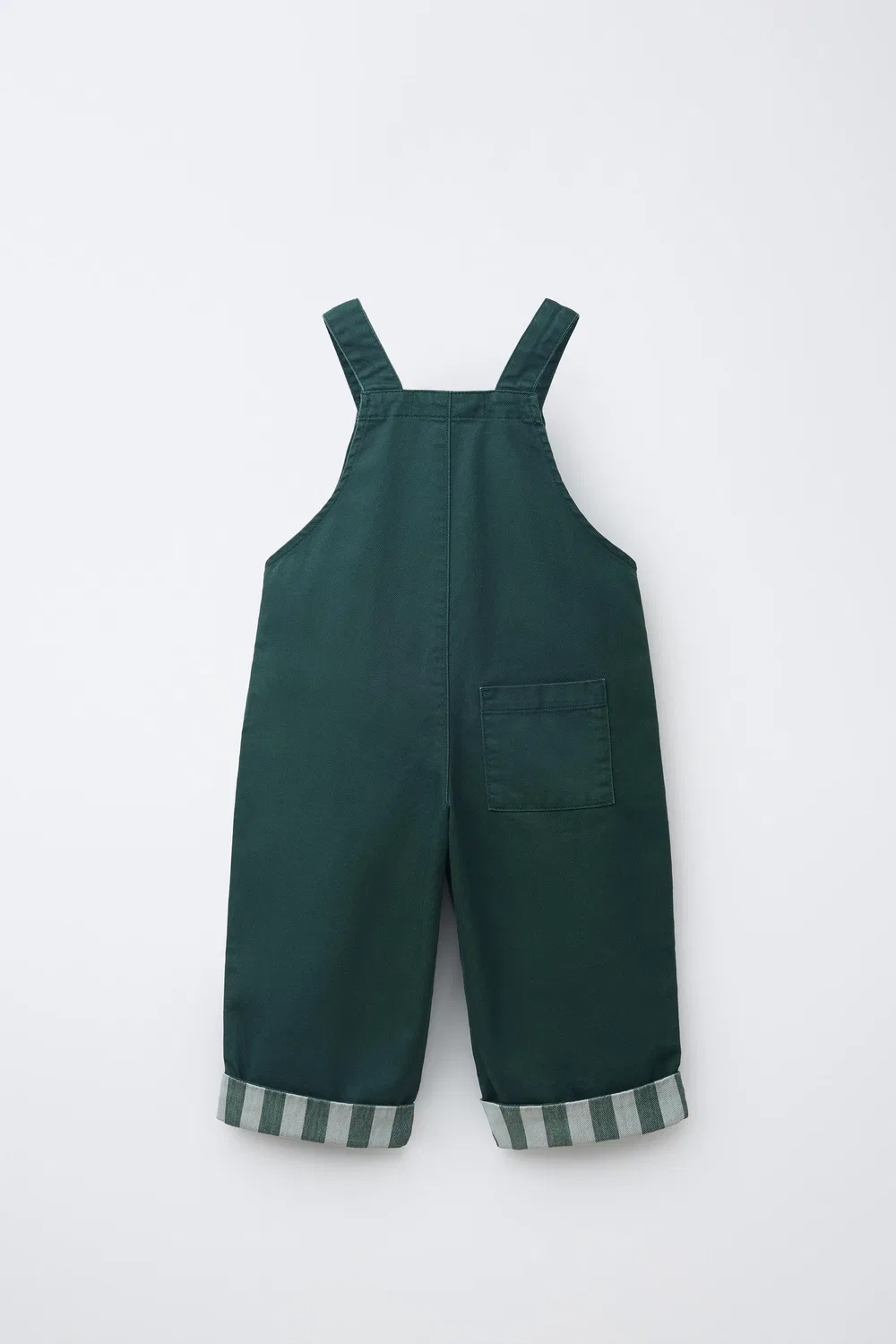 Длинные саржевые комбинезоны с полосатым подвернутым краем. ZARA, Green — фото 2