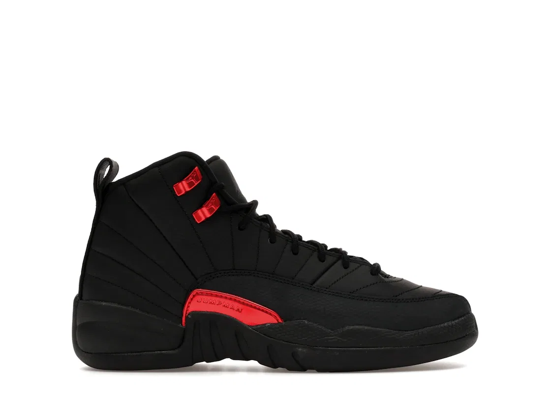 Детские кроссовки с длинным шнурованием Jordan 12 Retro Jordan, Black/Black/Varsity Red