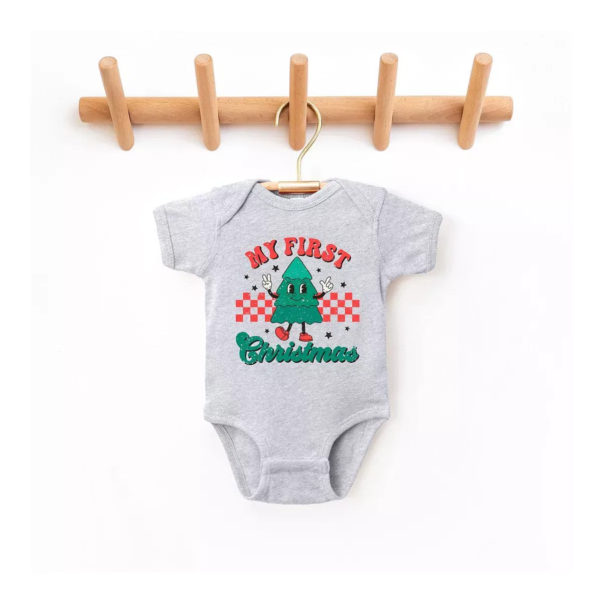Детское боди с коротким рукавом My First Christmas Tree The Juniper Shop, Heather Grey