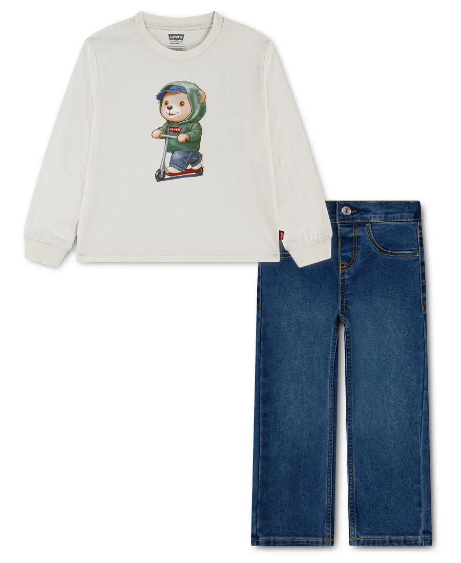 Комплект из топа с принтом и джинсовых брюк Levi's, Egret
