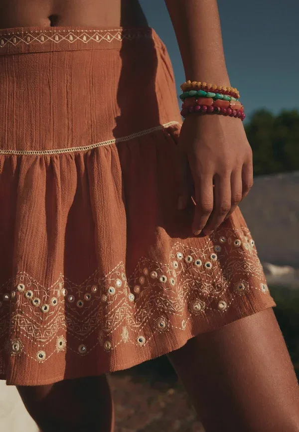 Юбка хлопковая rara mini skirt Next, rust orange, оранжевый — фото 4
