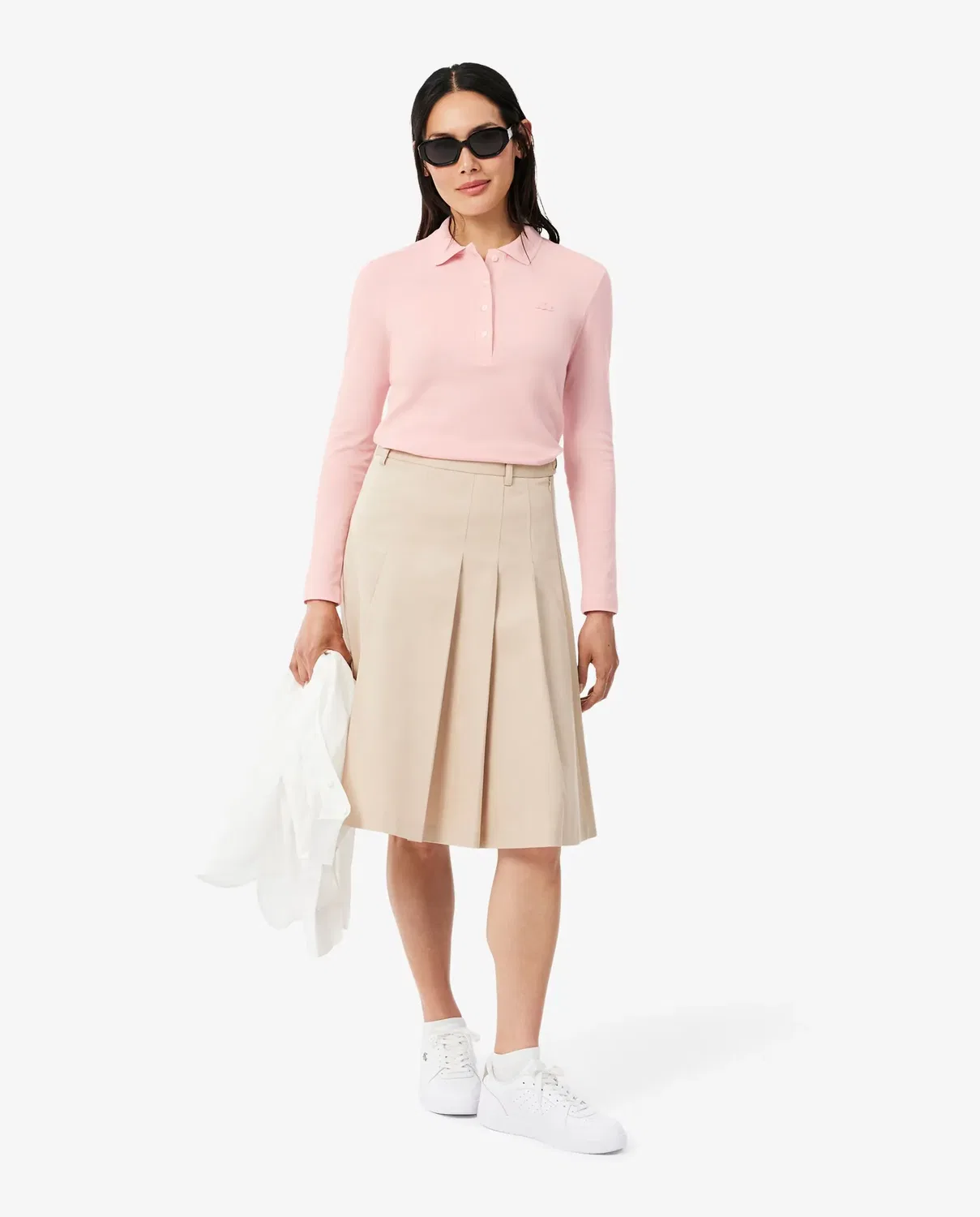 Поло Lacoste Rosa с длинным рукавом, женское, из пике — фото 4
