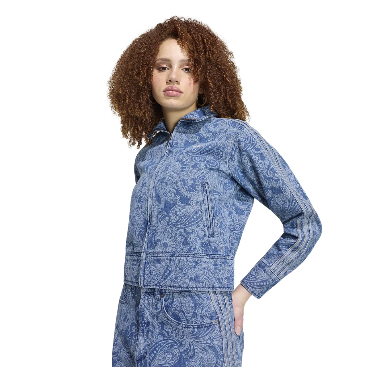 Женская куртка Firebird Denim Adidas Originals x Liberty London, цвет Medium Vintage Denim/Light Denim — фото 3