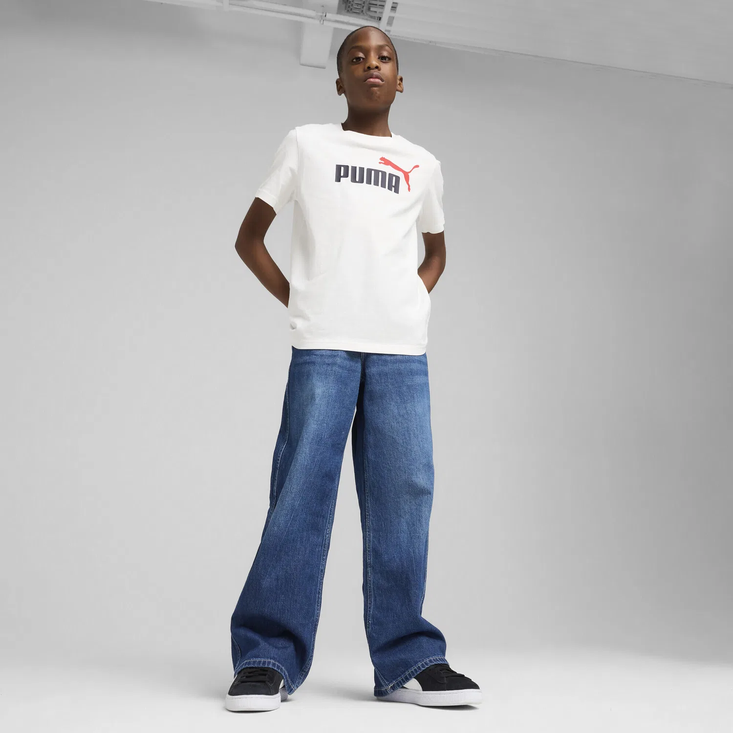 Детская футболка с принтом Essentials Colour No.1 Logo Puma, Weiß — фото 4