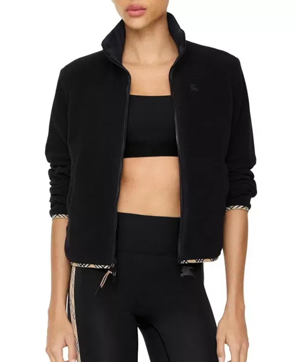 Женская куртка с воротником-стойкой Reversible Stretch Nylon Jacket Burberry, черный — фото 2
