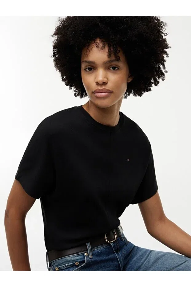 Женская футболка с коротким рукавом Cody Reg Batwing C-Nk SS Tee Tommy Hilfiger, Black — фото 4