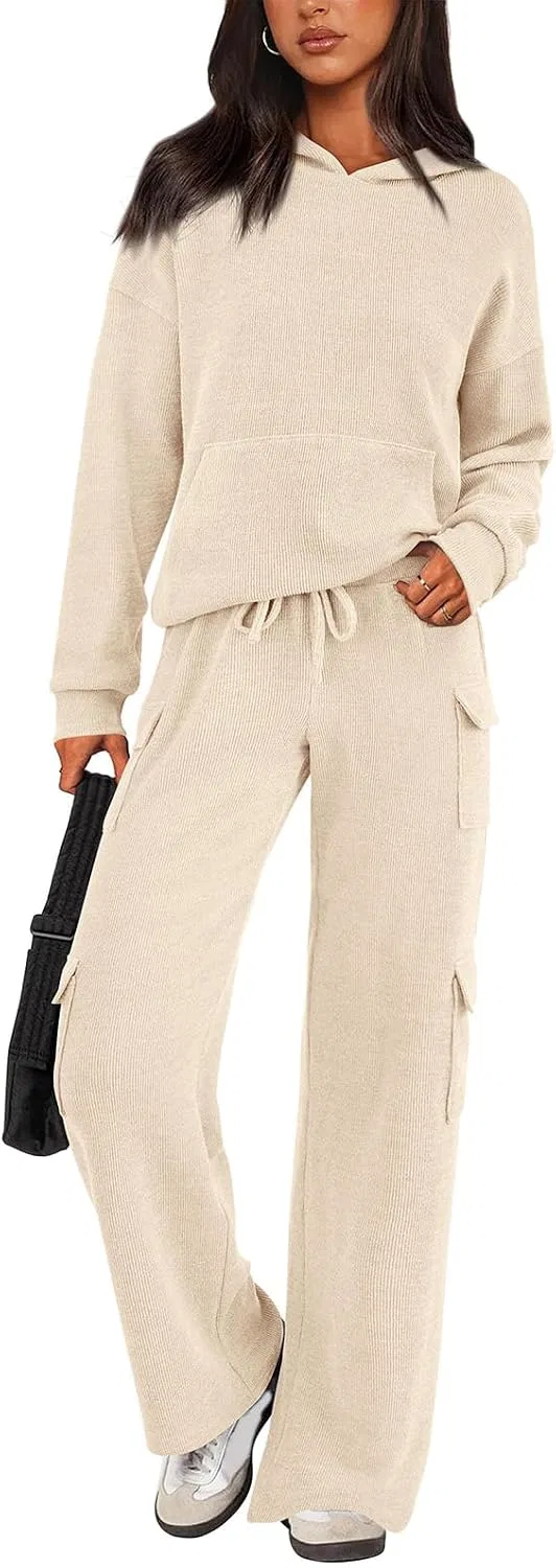 Женский комплект из худи и штанов, Oversized Hoodie, бежевый