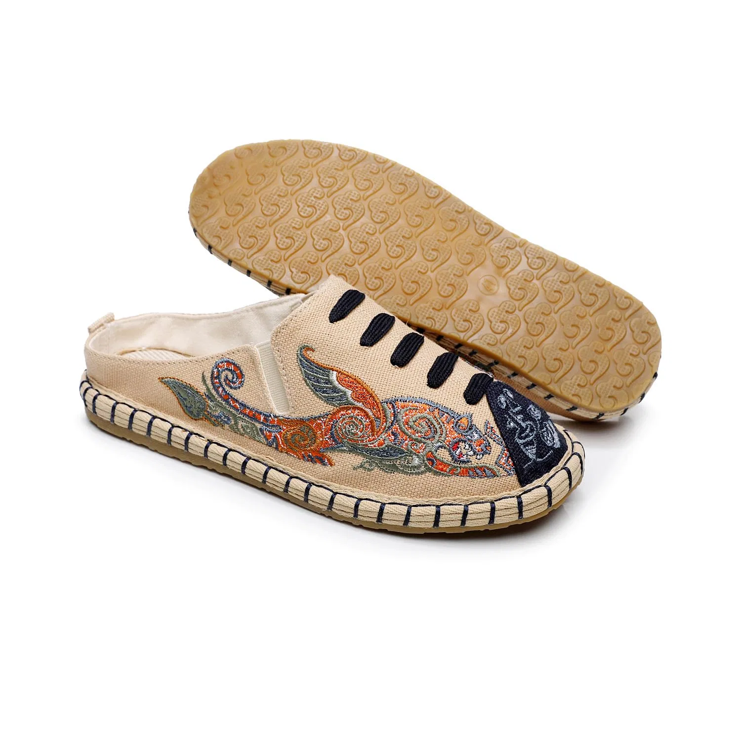 Детские туфли с вышивкой Old Beijing Chinese Cloth Shoes GHAKKE, Beige 01 — фото 3