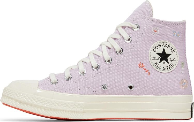 Кроссовки Converse Wmns Chuck 70 High Embroidered Floral Print - Pale Amethyst, фиолетовый — фото 3
