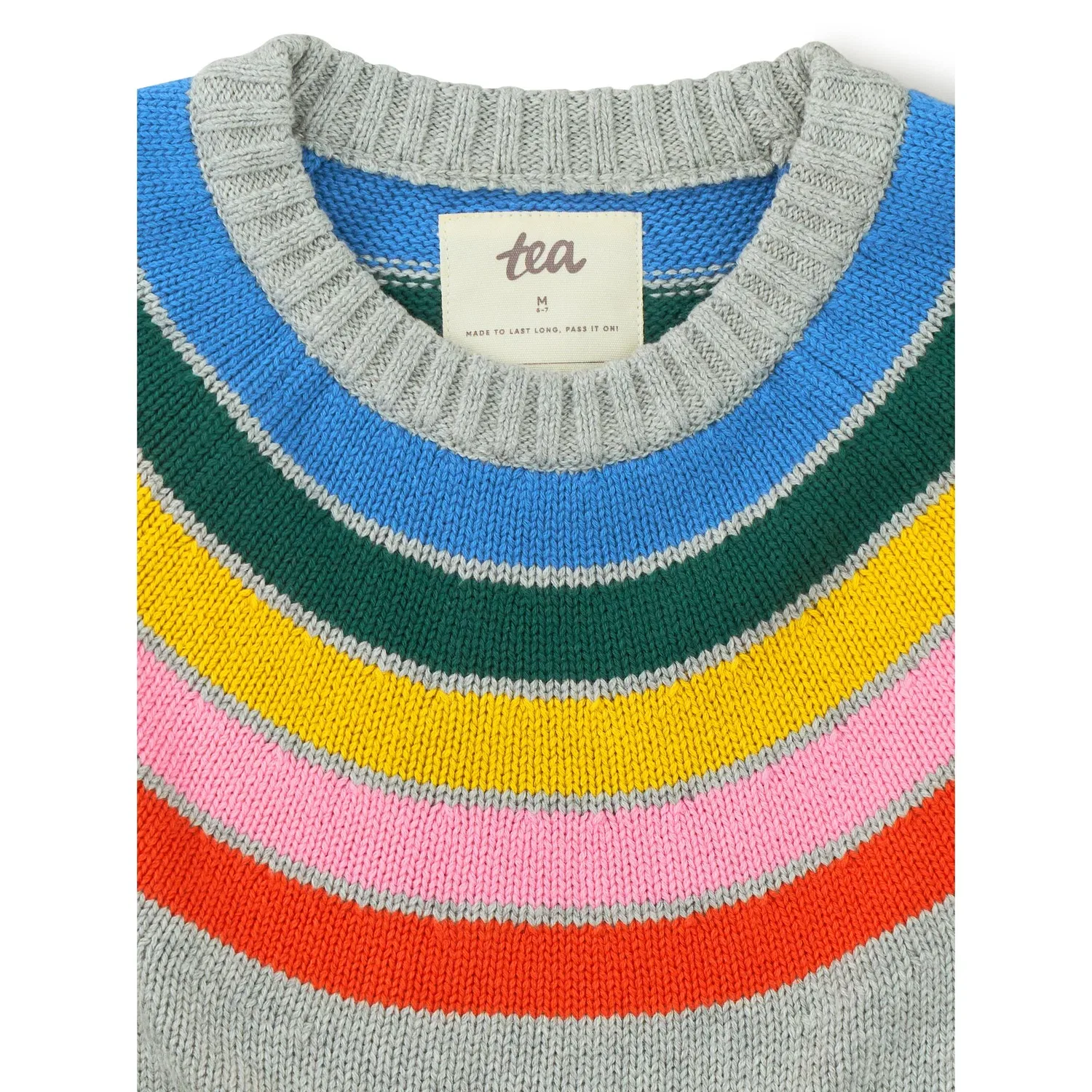 Детский свитшот с принтом радуги Rainbow Sweater Tea Collection, Med Heather Grey — фото 2