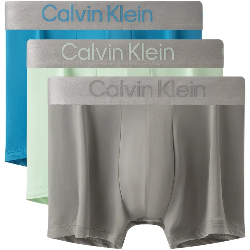 Мужские боксеры 3 шт. с принтом Holographic Gravity Belt Calvin Klein, Lake Blue/Mint Light Green/Concrete Gray