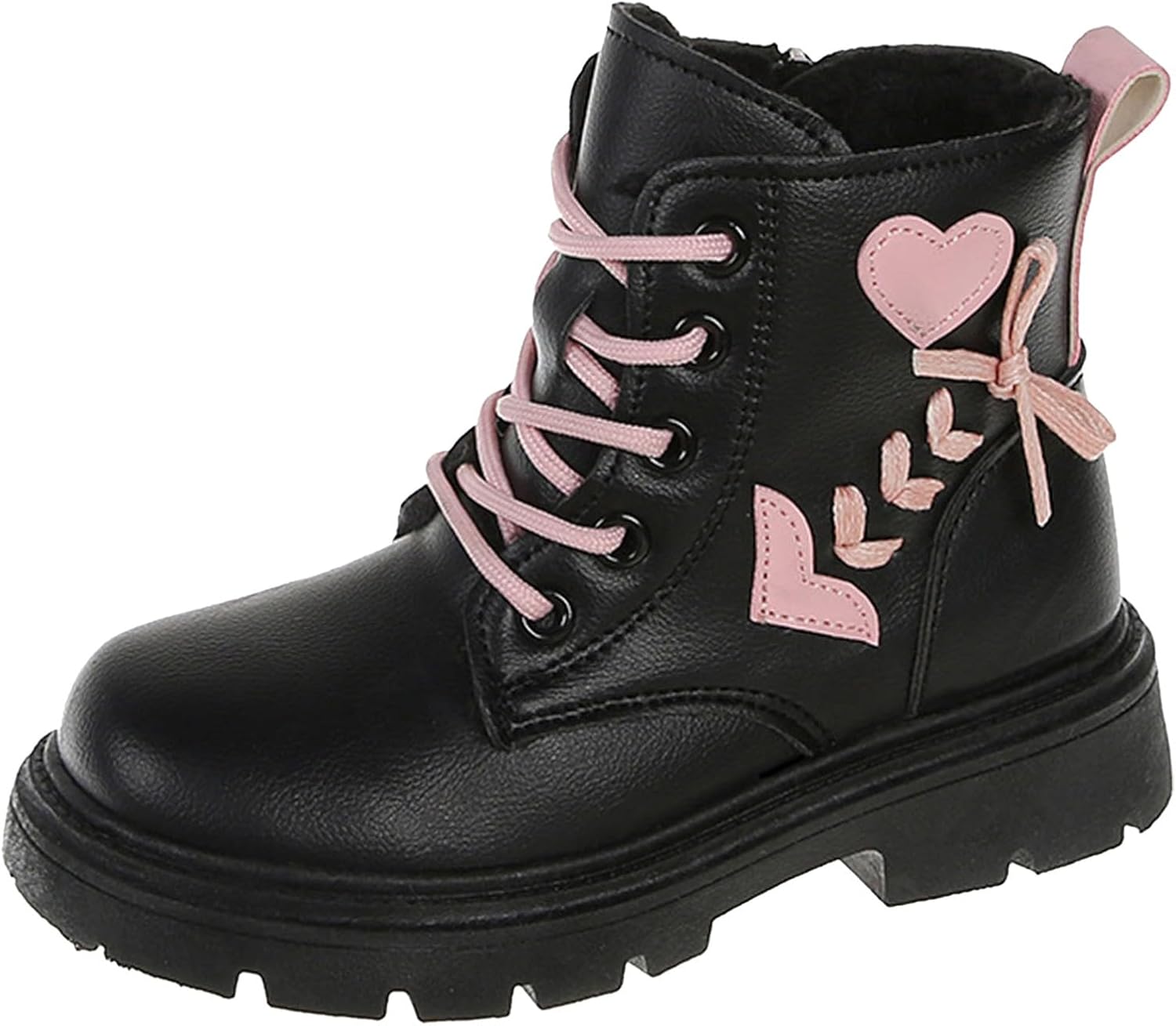 

Девочкам боевые рабочие ботинки с утеплителем, короткие ботинки с боковой молнией, ботинки до щиколотки на шнуровке, короткие ботинки, обувь Y2K для нарядов, размеры 4-11 лет Generic, #004