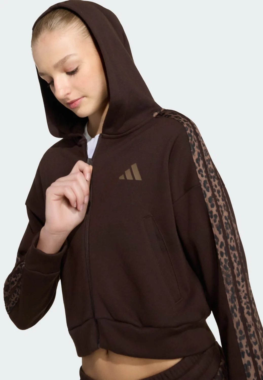 Спортивная толстовка на молнии Adidas Sportswear, коричневый — фото 4