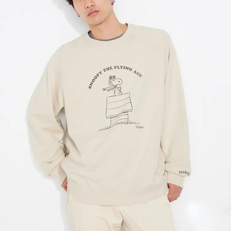 Футболка Uniqlo X PEANUTS унисекс светло-бежевая — фото 4