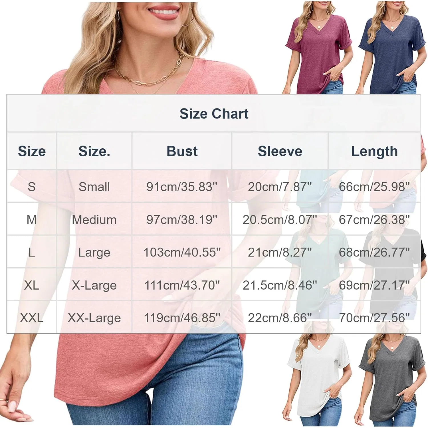 Женская футболка с V-образным вырезом Summer Tops, Green — фото 4