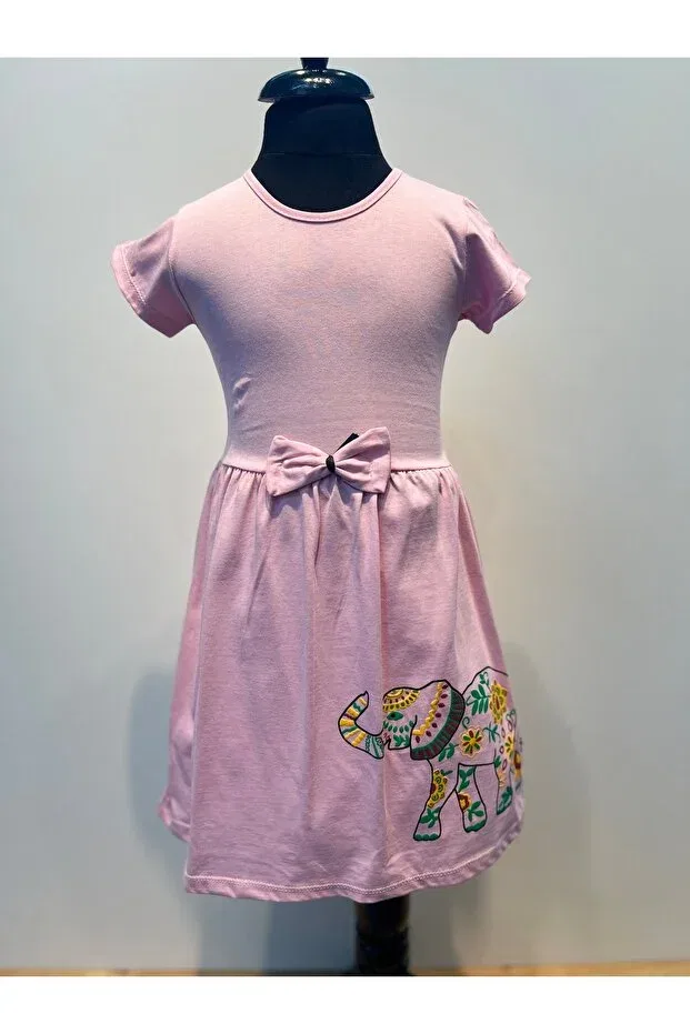 Детское платье для девочек хлопковое Ethnic Elephant Printed Neocotton, Salmon
