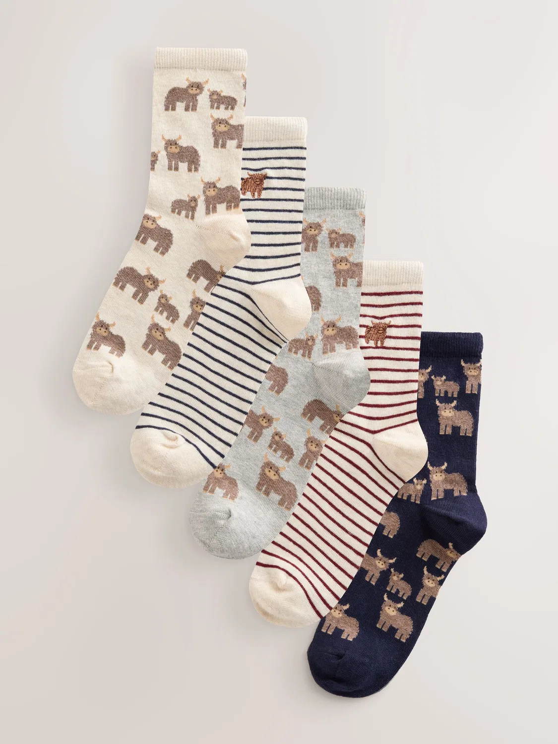 Носки женские с принтом Highland Cow, Hamish Next, Navy/Oatmeal