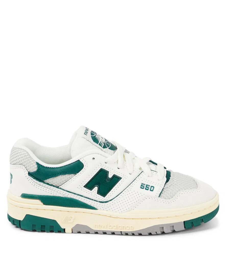 Кожаные кроссовки New Balance Kids, зеленый — фото 4