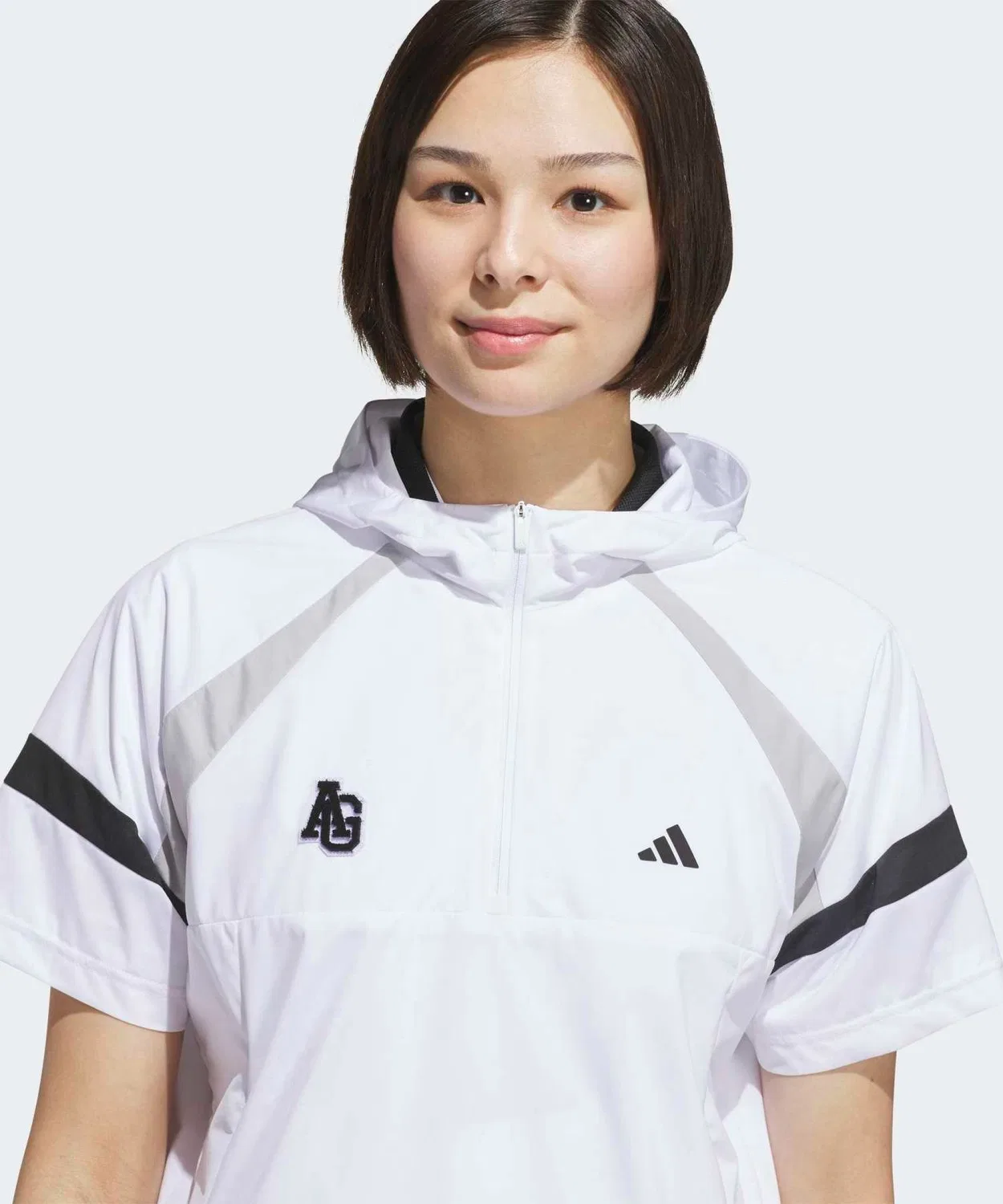 Женская анорак-куртка с капюшоном и полузастежкой, без рукавов, Adidas Golf, White — фото 3