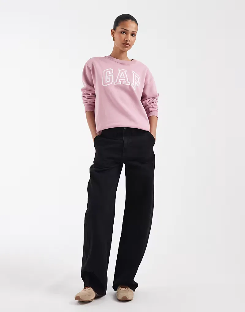 Свободные джинсы GAP, черный с эффектом потертости