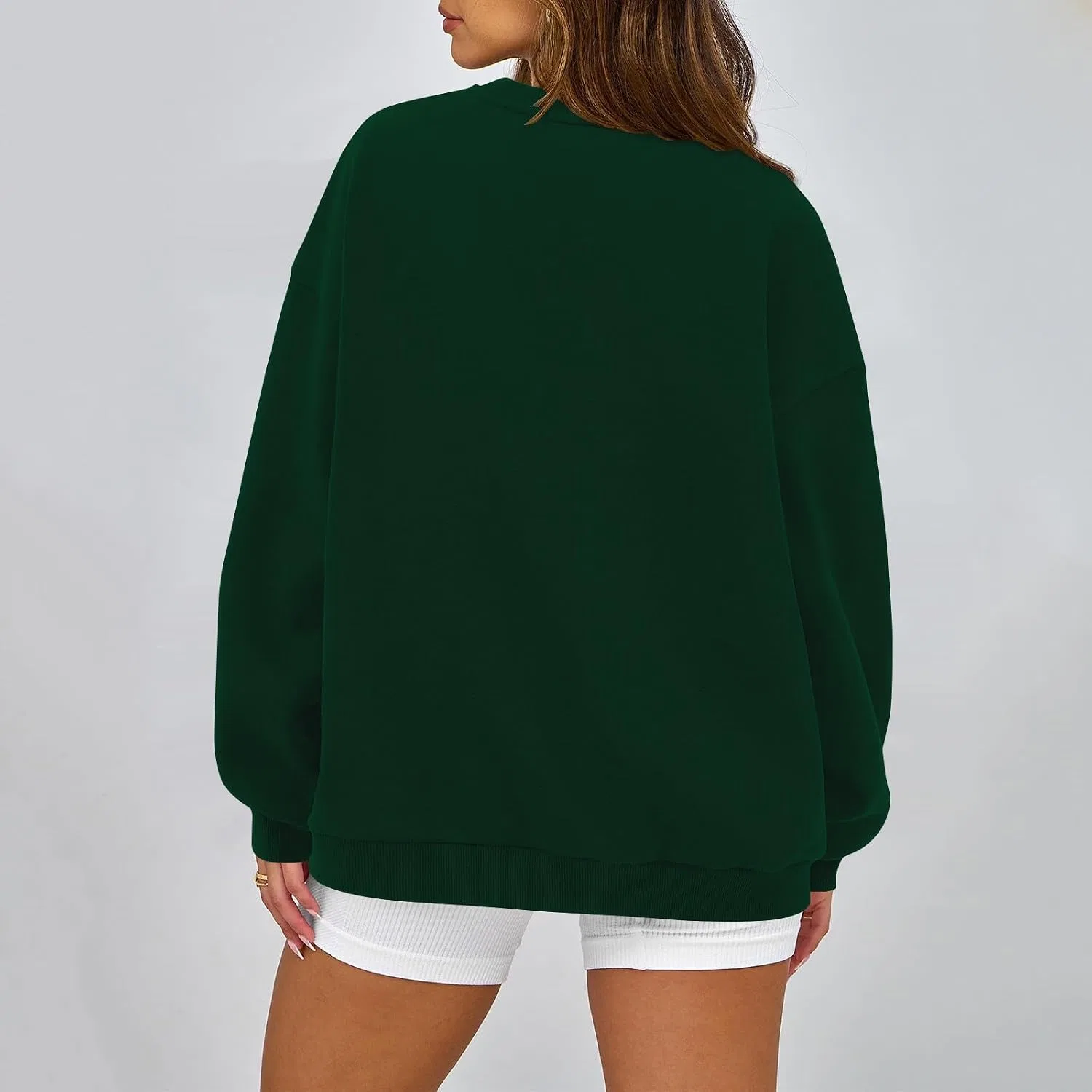Женский свитшот с начёсом, модель Fleece Lined Crewneck, армейский зелёный — фото 3