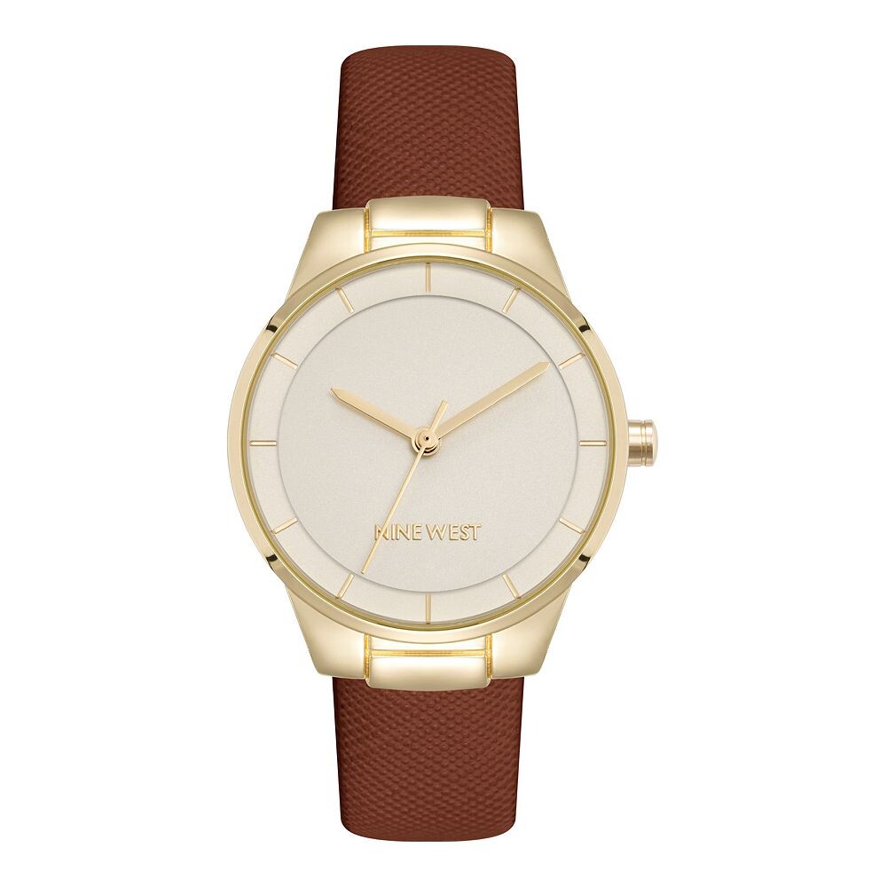 

Женские часы Nine West золотистого цвета с медовым ремешком, коричневый