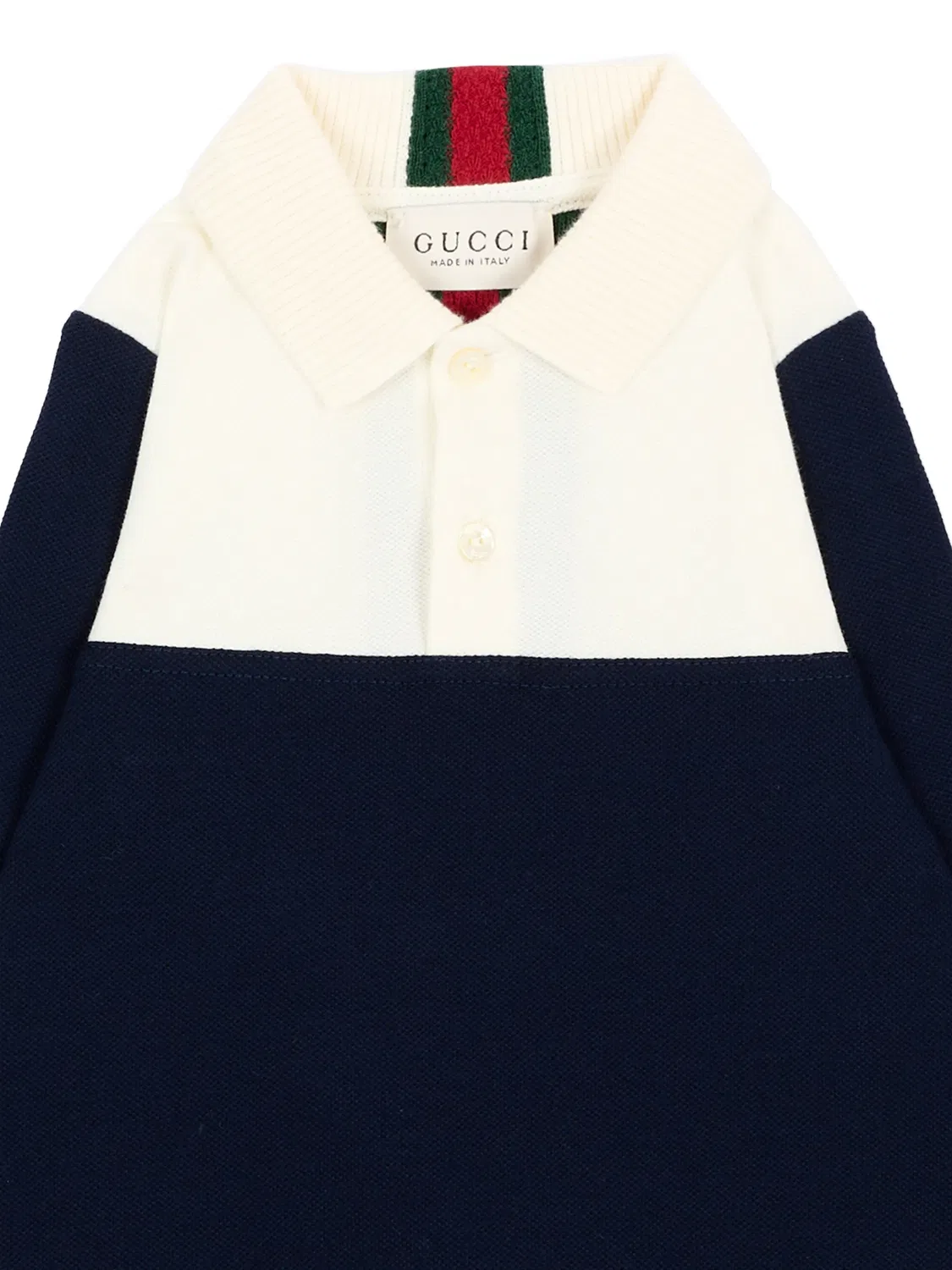 Ромпер с отделкой Web и вставками Gucci Kids, синий — фото 3