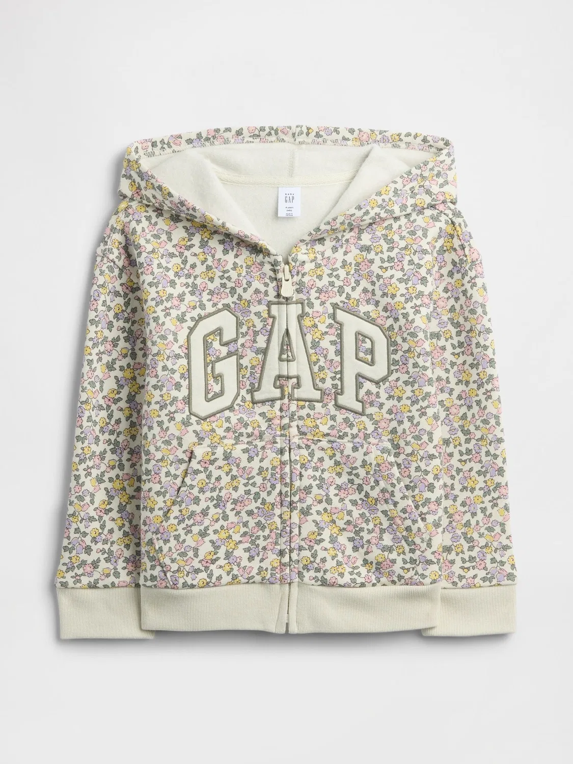 Худи на молнии Gap Floral Logo, цветочный принт