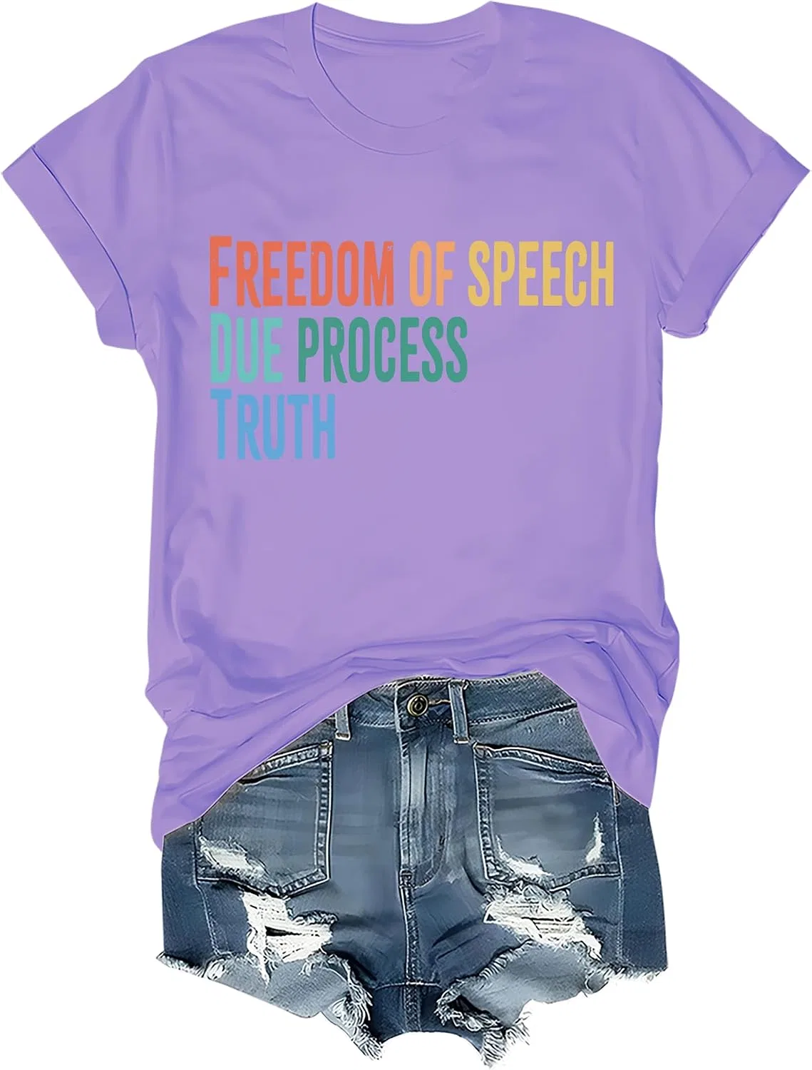 Женская футболка с принтом Freedom of Speech Due Process Truth Shirt, фиолетовый