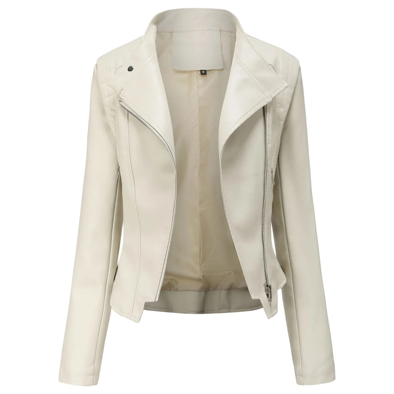 Женская куртка из кожзаменителя, Beige