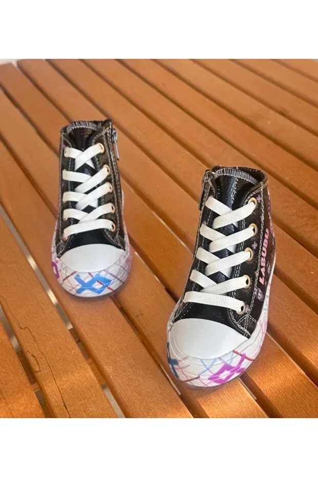 Детские повседневные туфли для девочек на шнуровке Surpie Shoes, Черный — фото 2