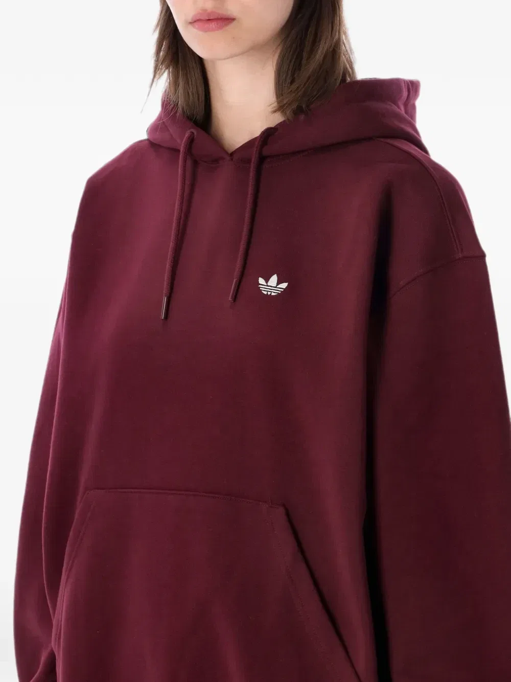 Худи с вышитым логотипом и карманом-кенгуру Adidas, красный — фото 3