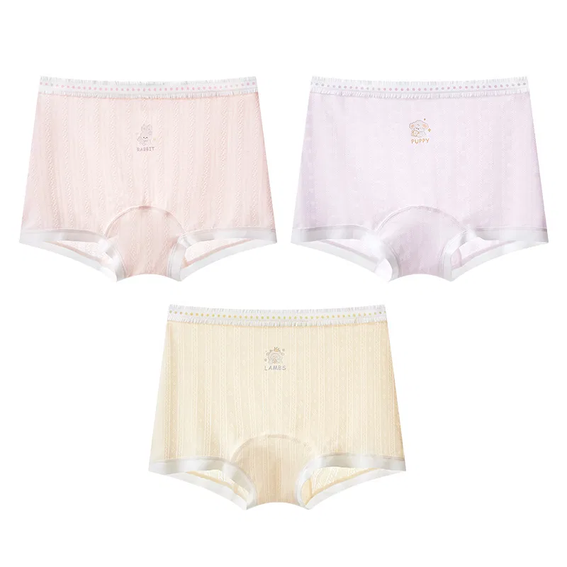 Детские боксеры для девочек из модала 3 шт. Red bean, Pink Purple Yellow