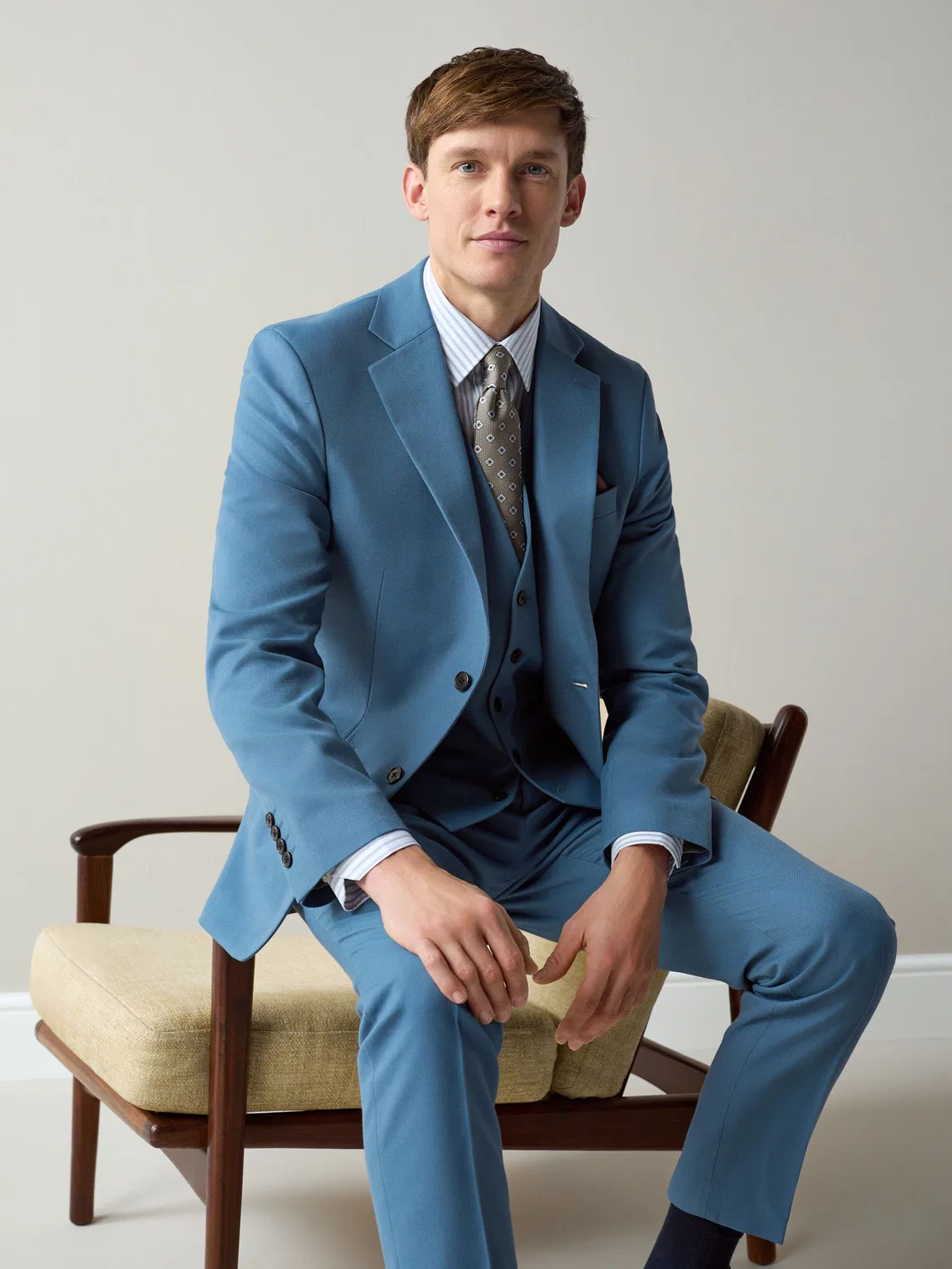 Пиджак костюмный Slim Fit Textured Next, синий — фото 4