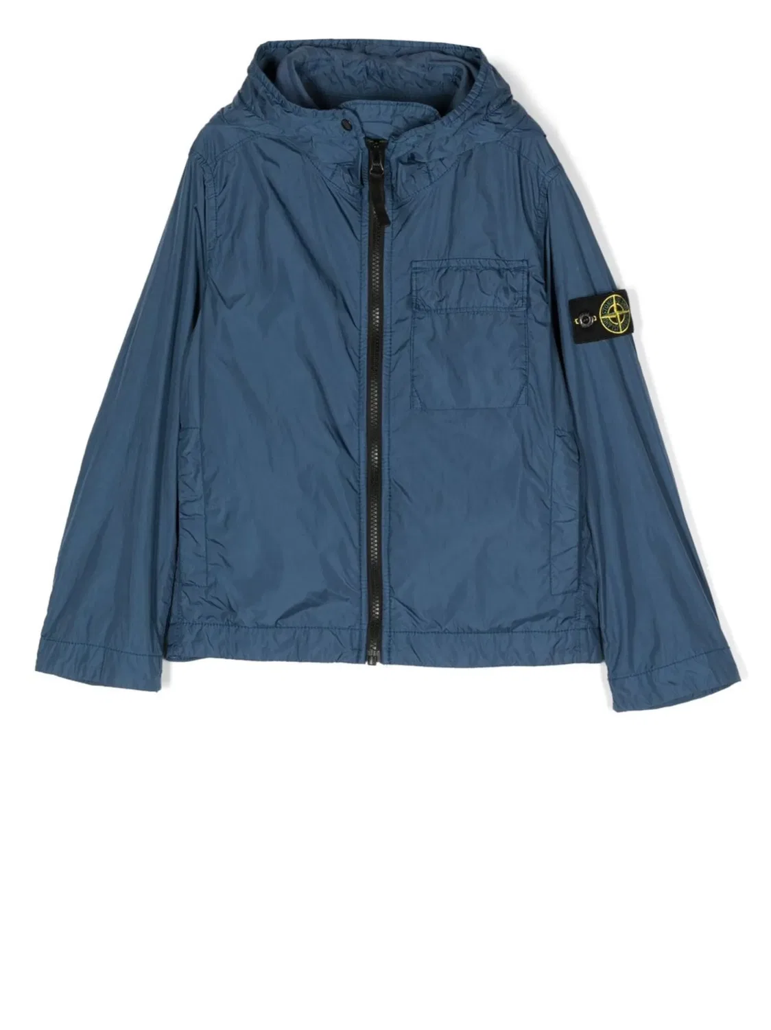 Stone Island Куртка с капюшоном с логотипом на темно-синем фоне