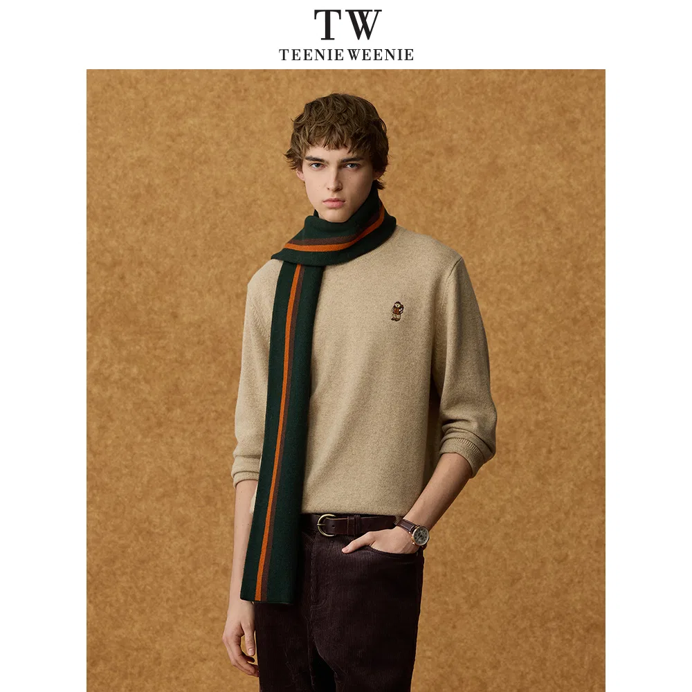 Детский свитер с принтом Teenie Weenie Men, Beige — фото 4