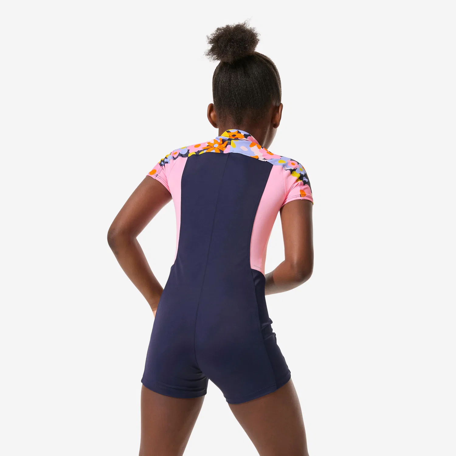 Детский купальник-шорти с коротким рукавом Una Lys Decathlon, Stahlblau / Rosa — фото 4