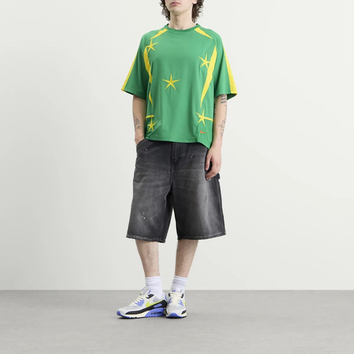 Футболка футбольная с сетчатыми вставками Ymh football jersey Nike, Court Green Lightening & Safety Orange — фото 4