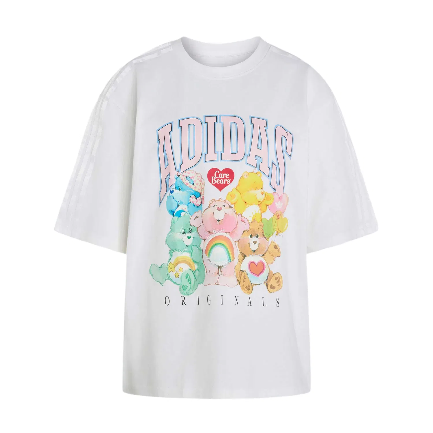 Женская футболка свободного кроя Adidas Originals, White/Yellow/Pink/Blue